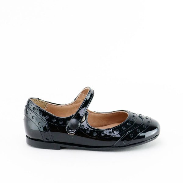 Papanatas Black Patent Wingtip Mary Jane