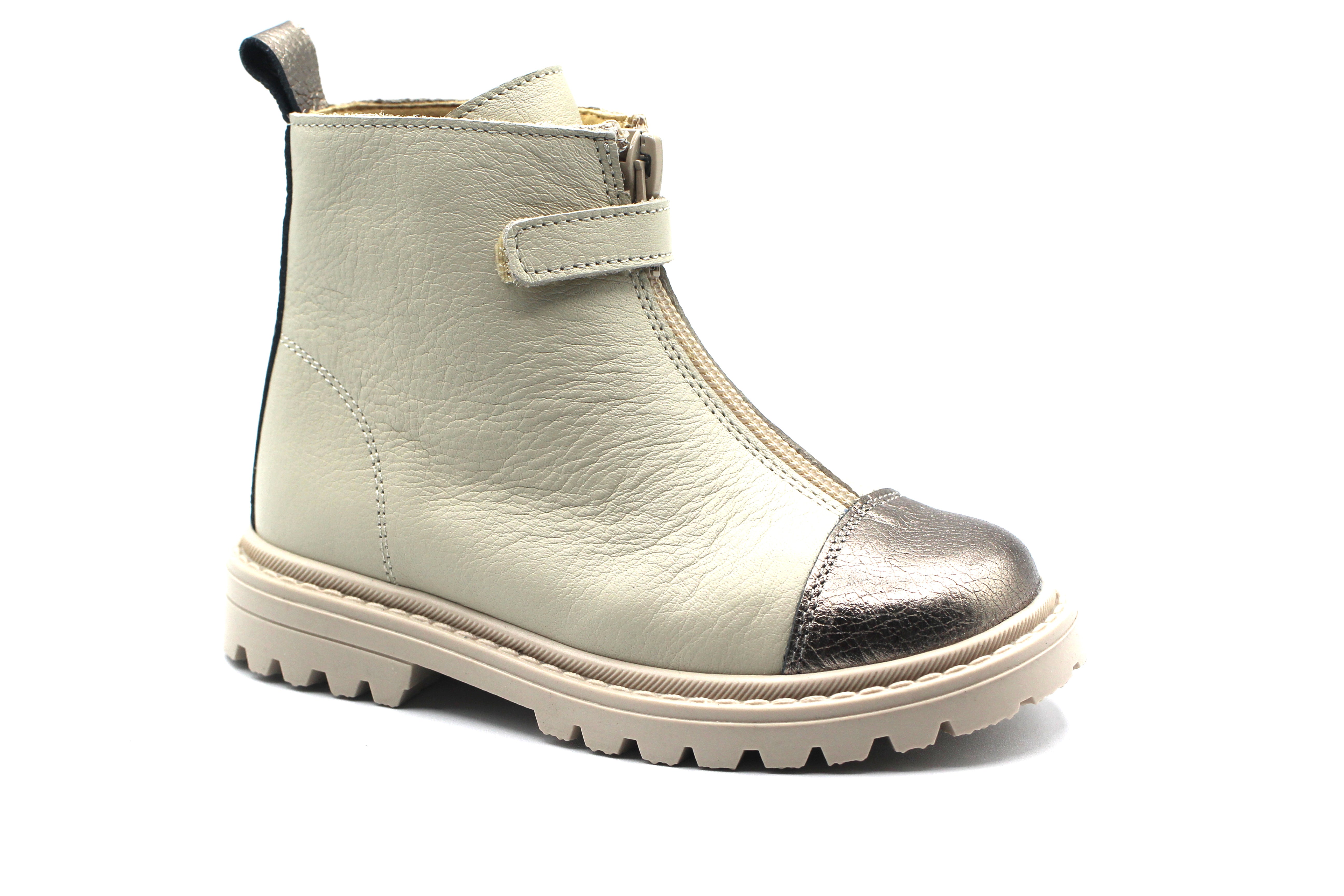 Andanines Winter Cream Zipper Bootie