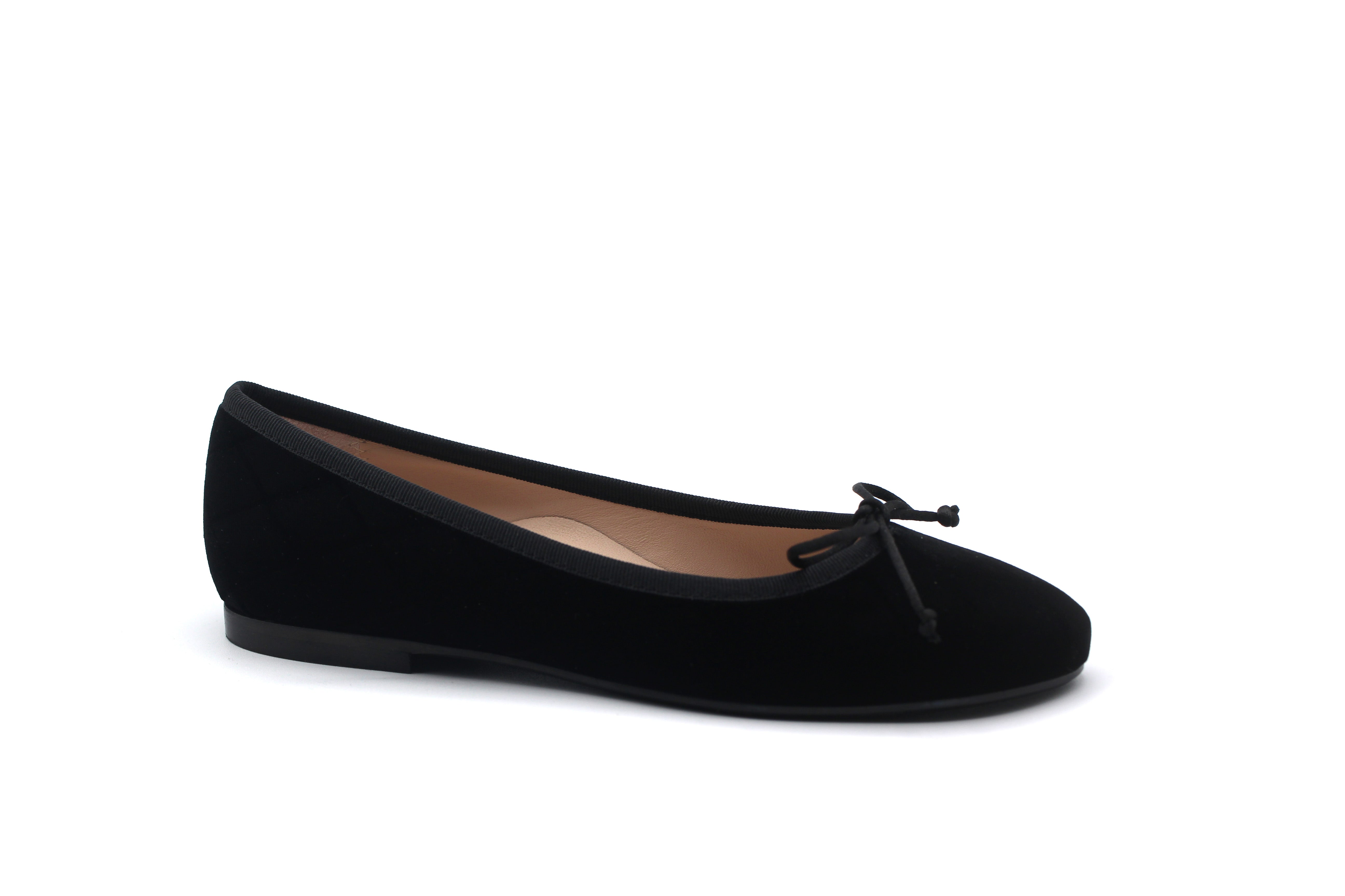 Beberlis Quilted Velvet Black Ballet Flat