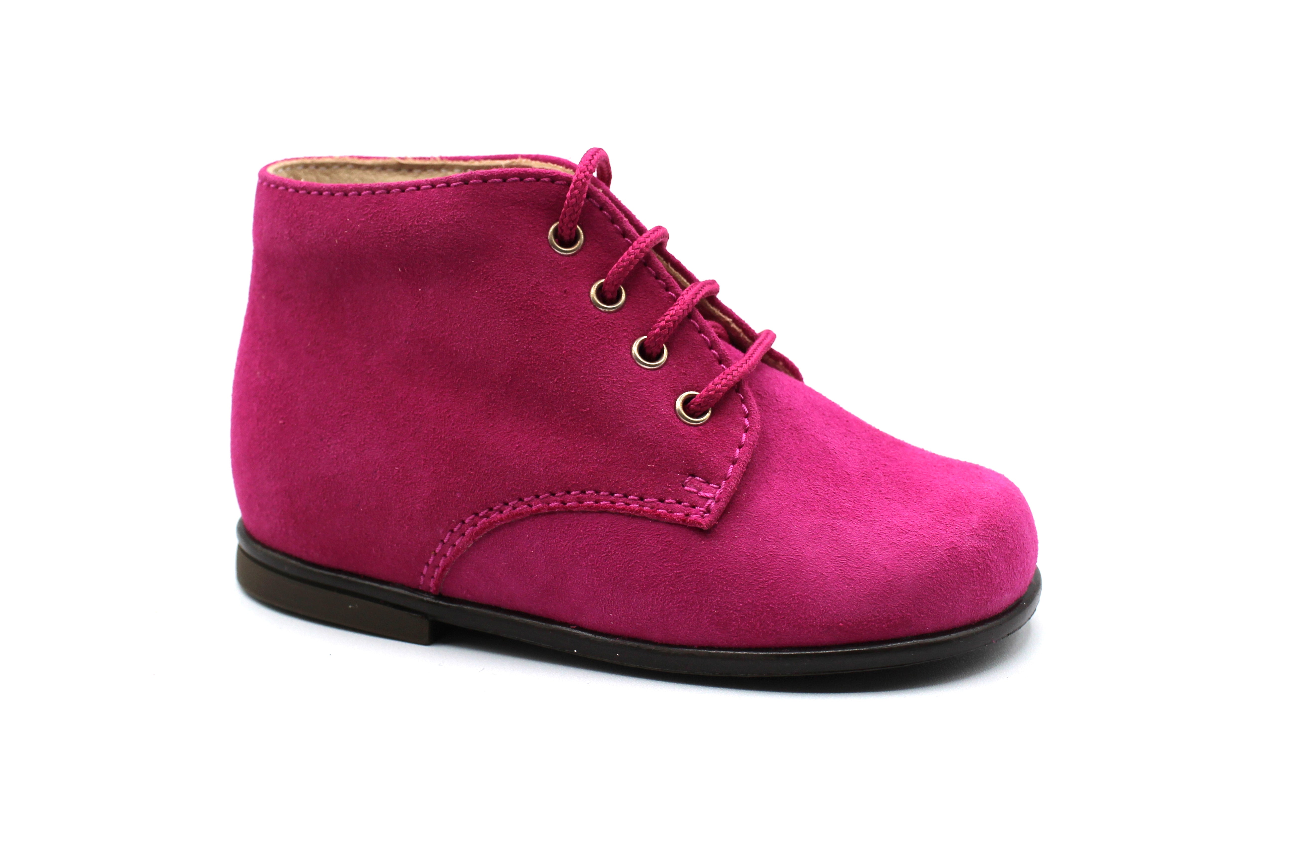 Beberlis Suede Raspberry Lace Up Baby Bootie