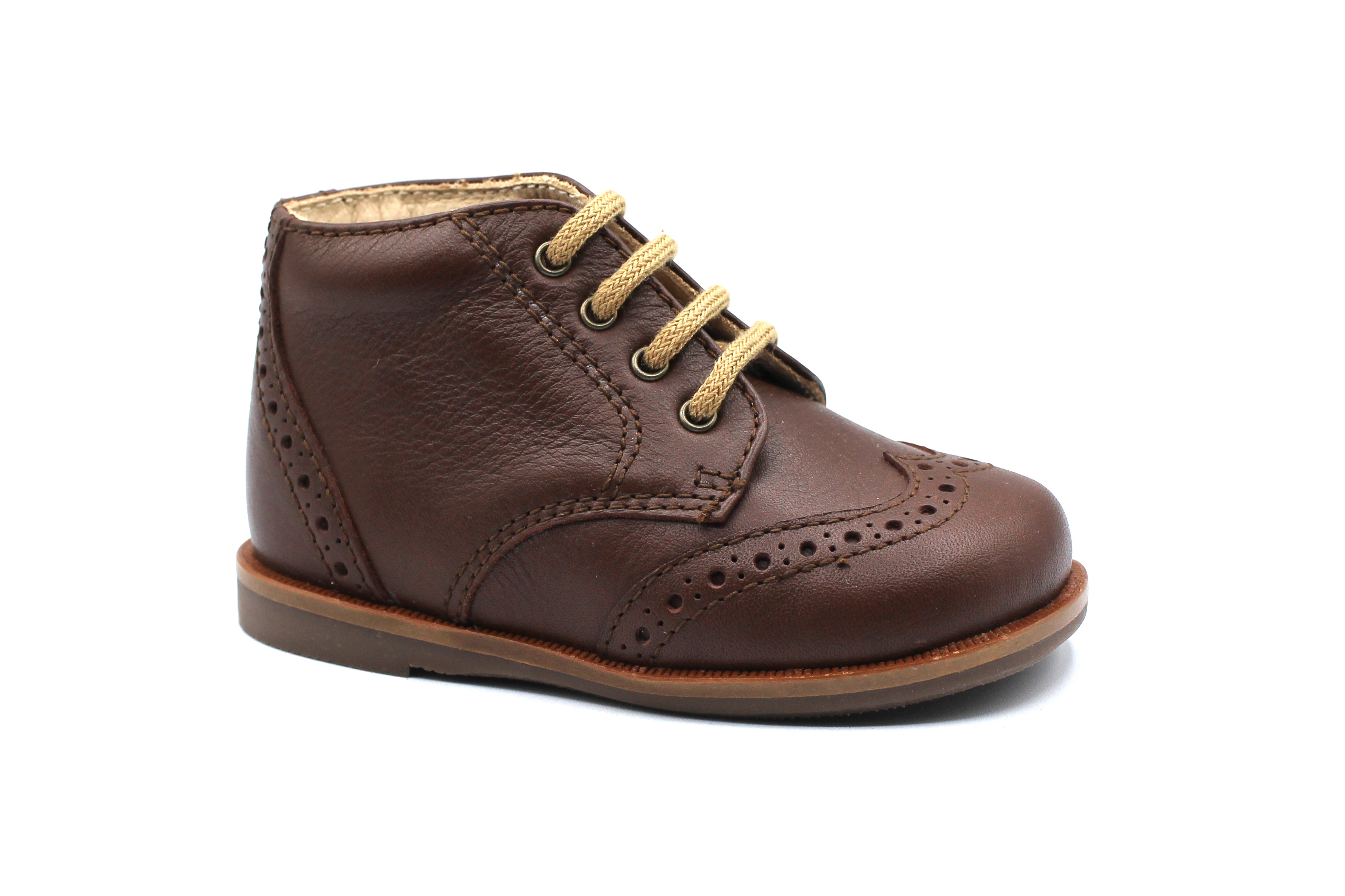 Beberlis Dark Brown Lace-up Wingtip Baby Bootie