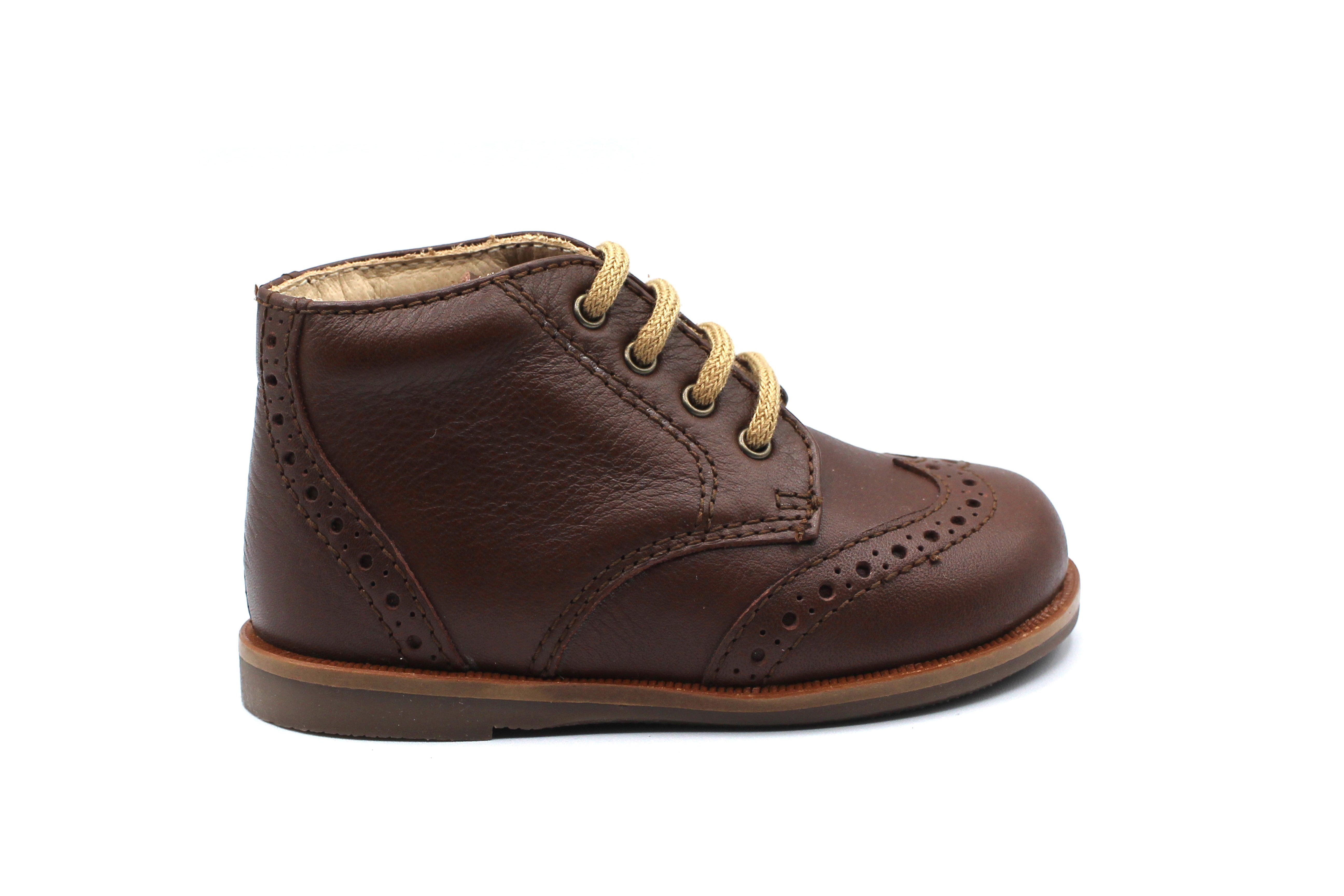 Beberlis Dark Brown Lace-up Wingtip Baby Bootie