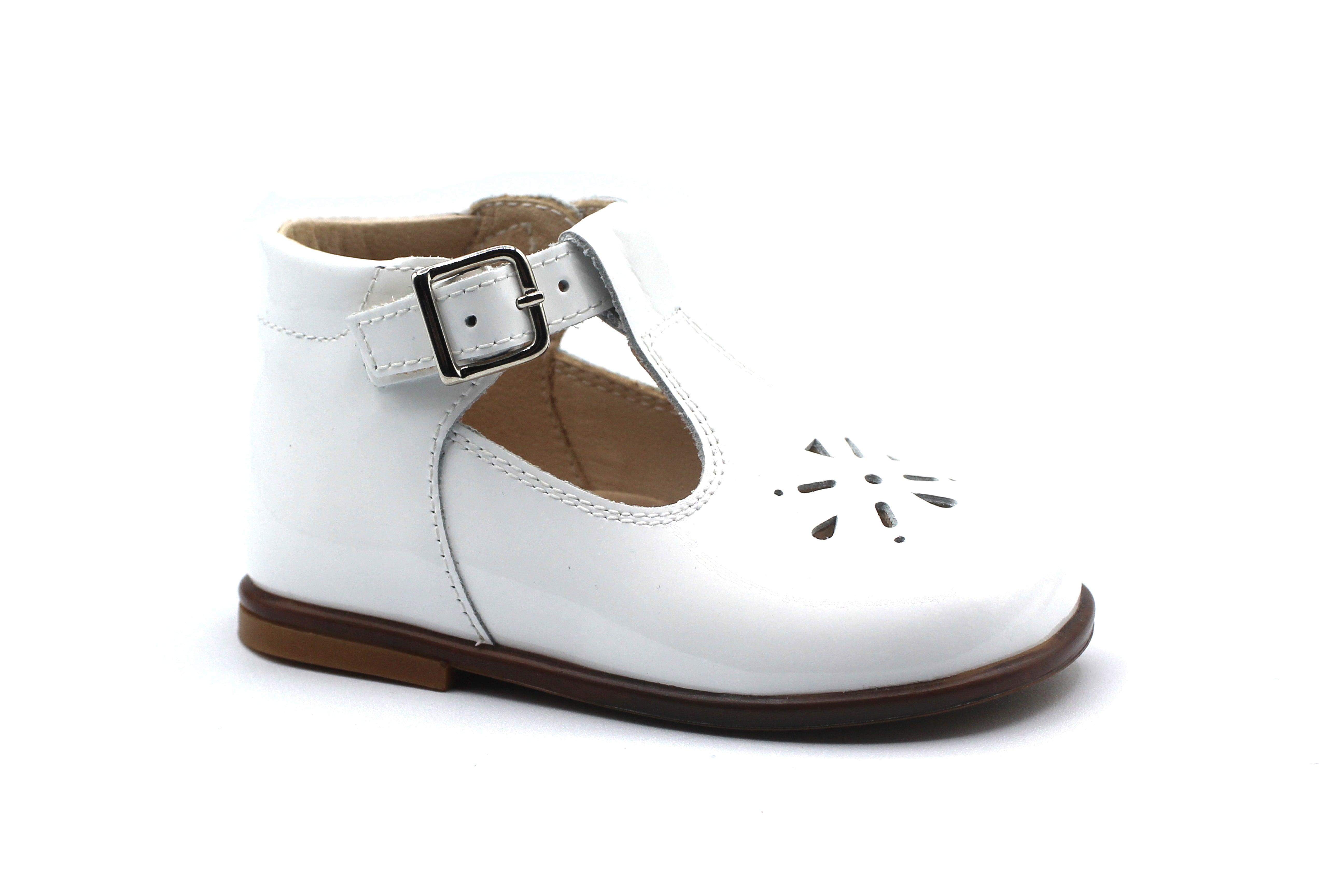 Beberlis White Patent Alexis Baby T-Strap