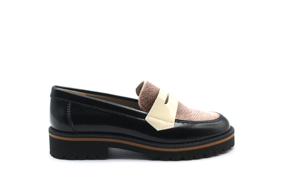 Beberlis Black Pink Velvet Loafer