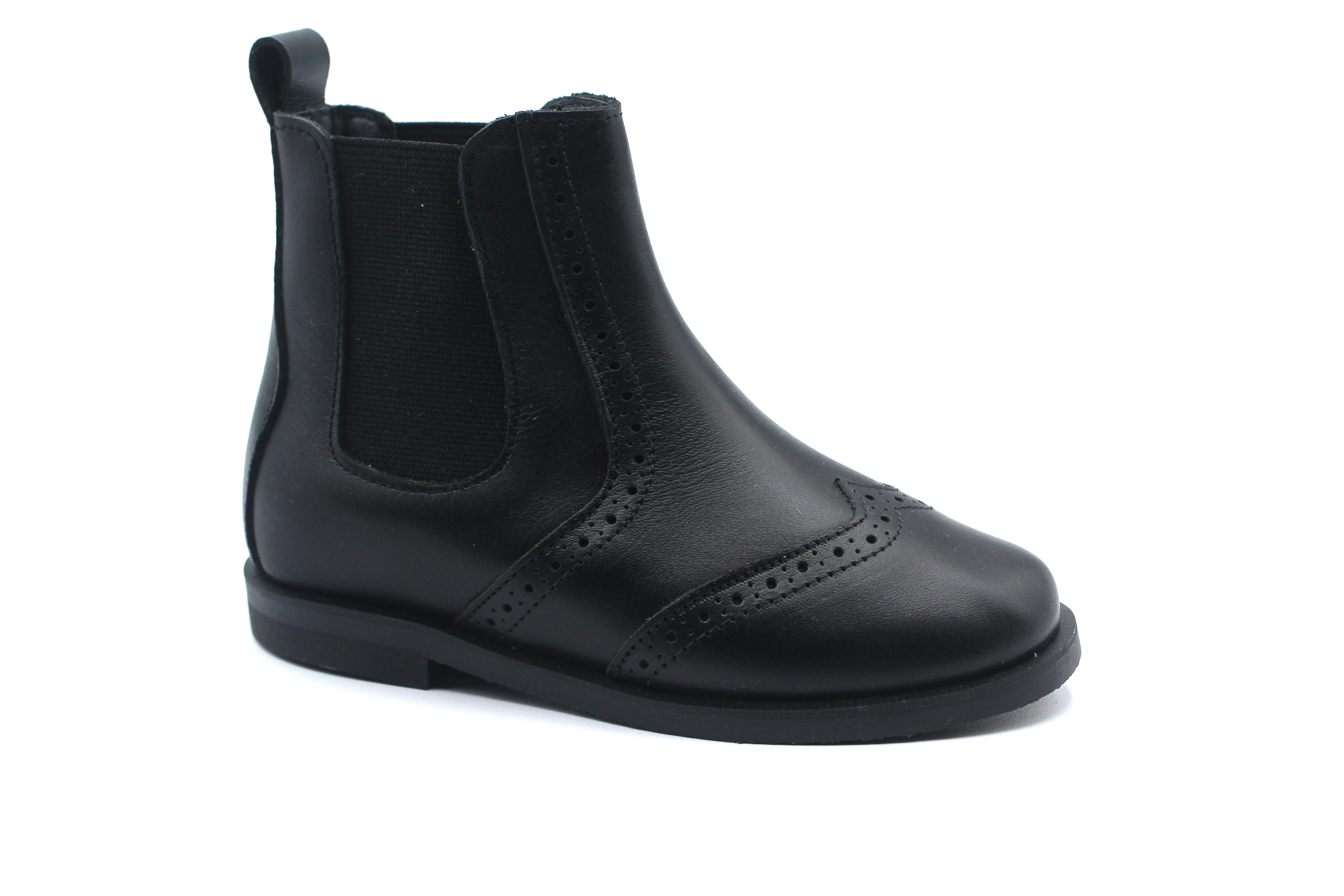 Don Louis Black Elastic Wingtip Bootie