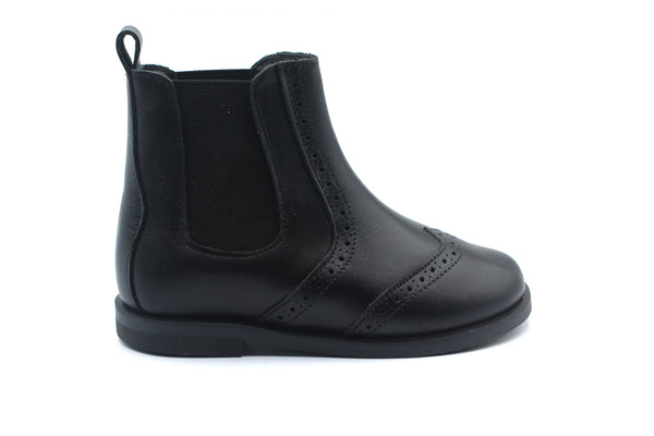 Don Louis Black Elastic Wingtip Bootie