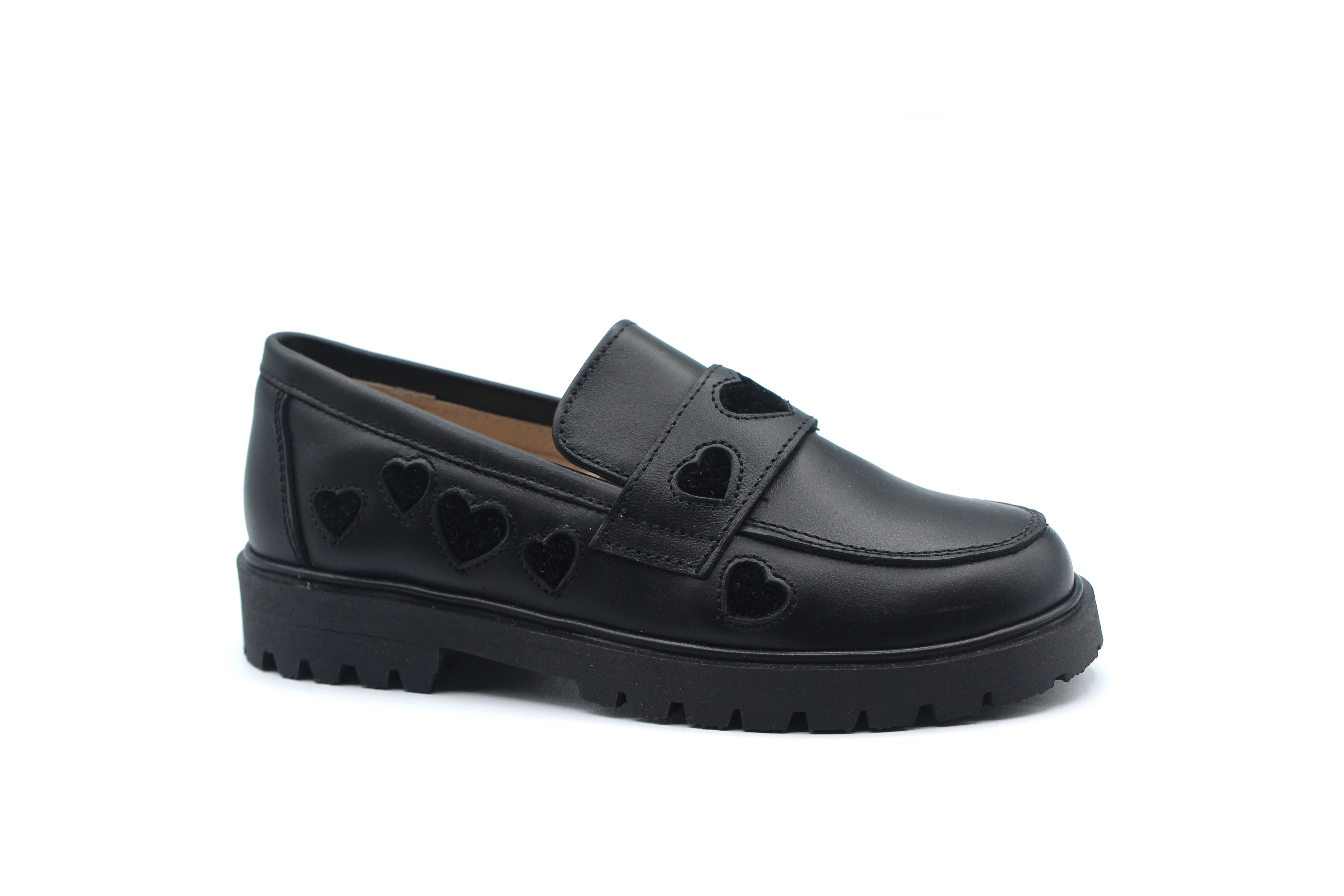 Don Louis Black Velvet Heart Chunky Loafer