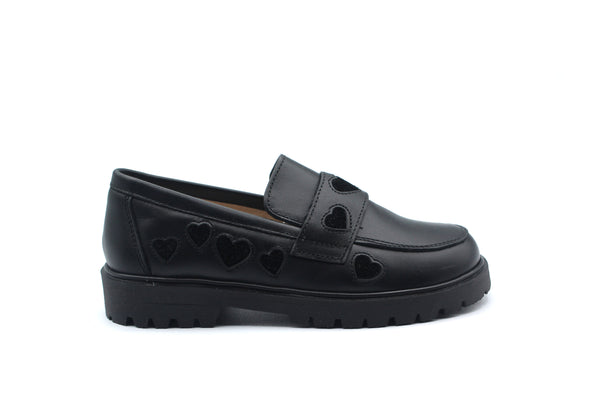 Don Louis Black Velvet Heart Chunky Loafer