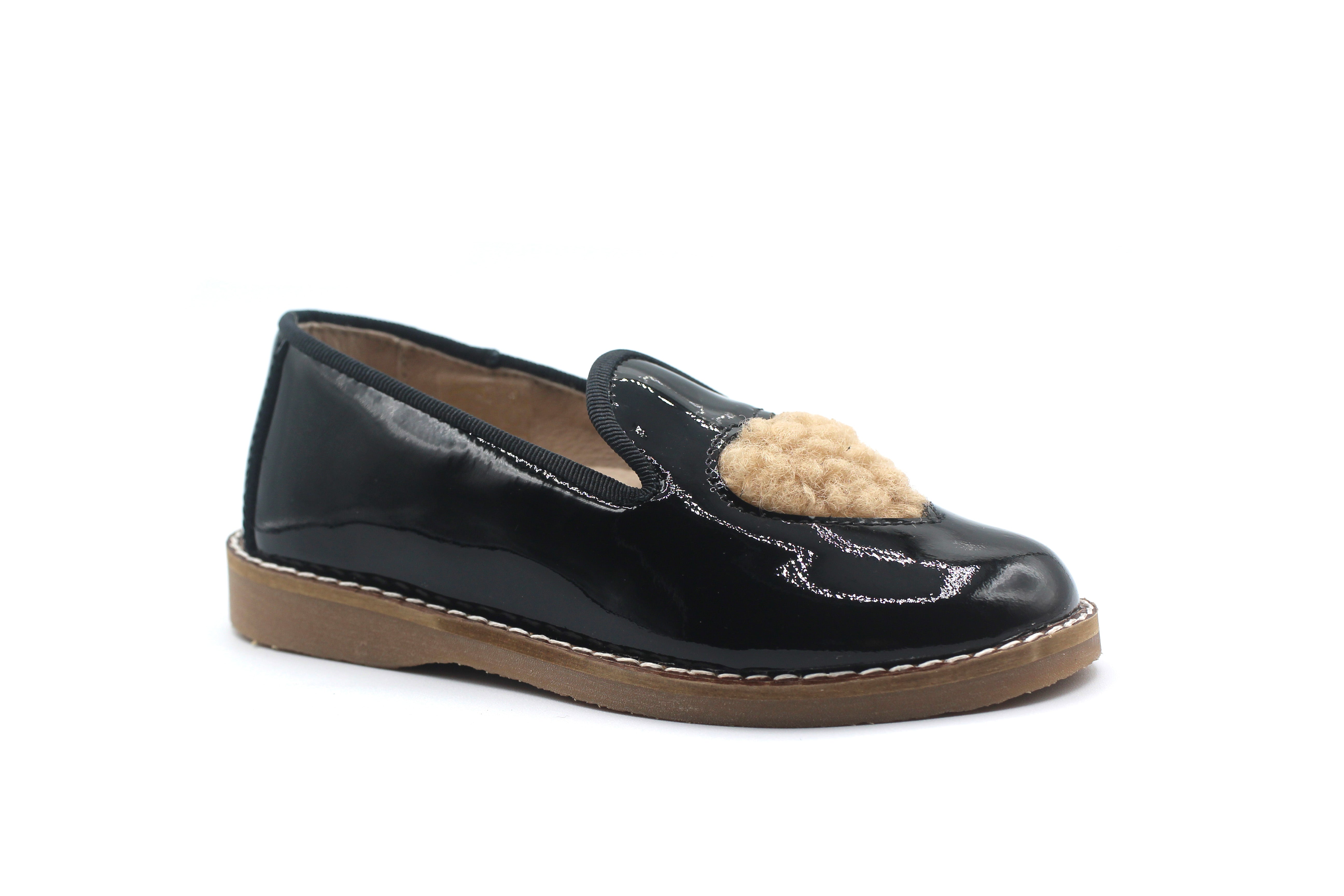 Don Louis Black Patent Heart Loafer