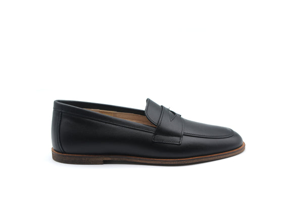 Don Louis Black Leather Penny Loafer