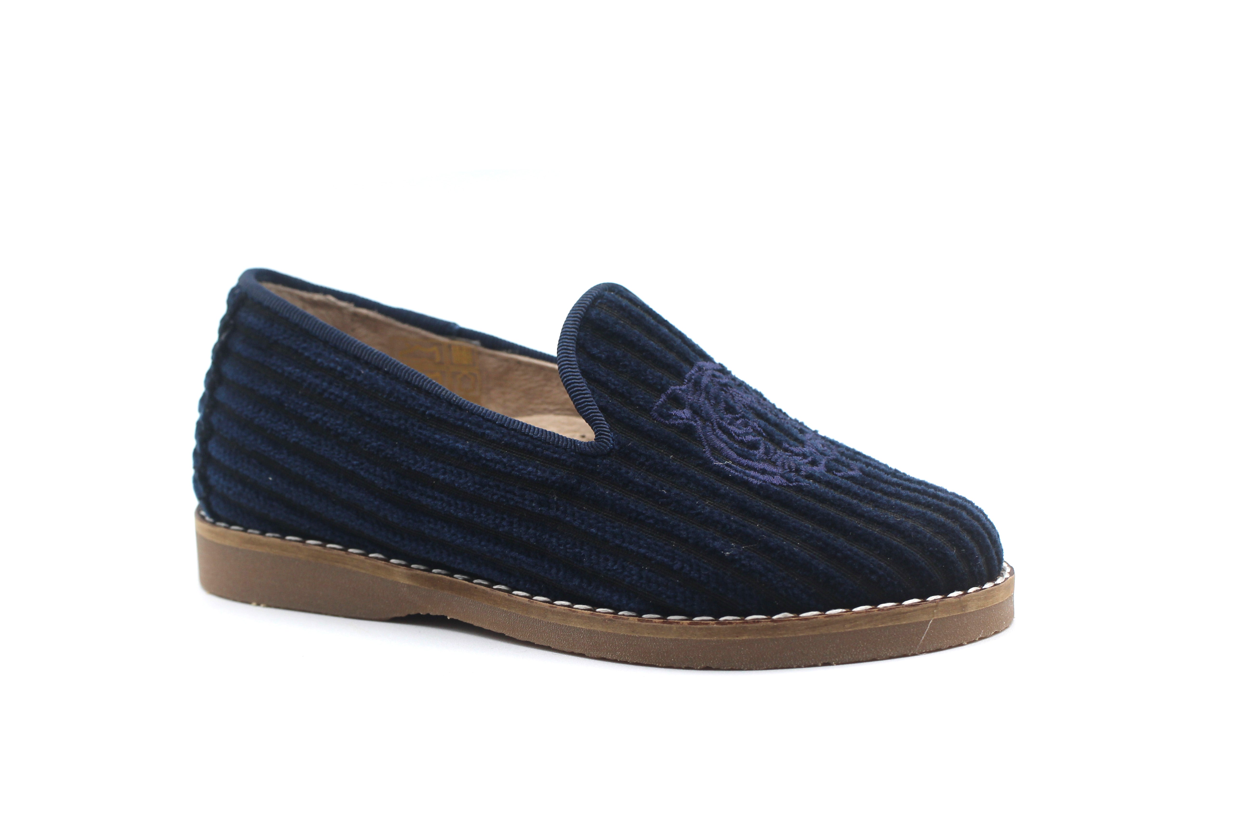 Don Louis Navy Corduroy Tiger Smoking Shoe