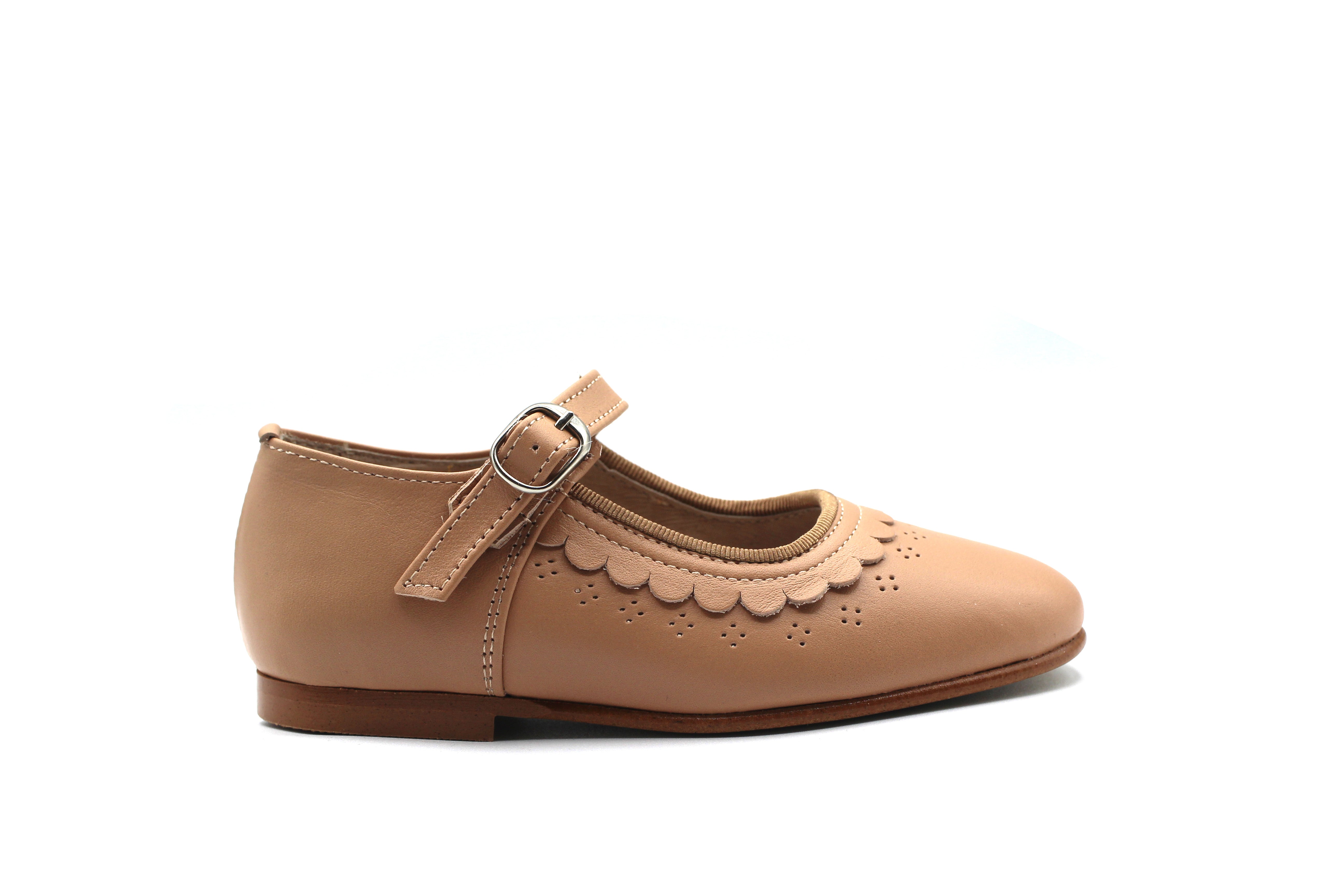 Don Louis Nude Scallop Trim Mary Jane