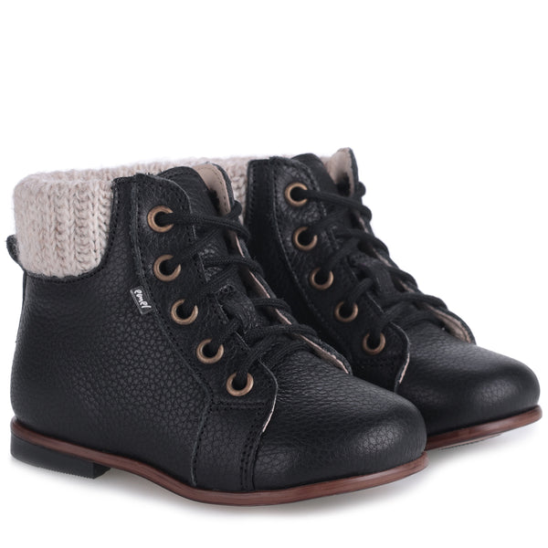 Emel Pebbled Black Sock Baby Bootie