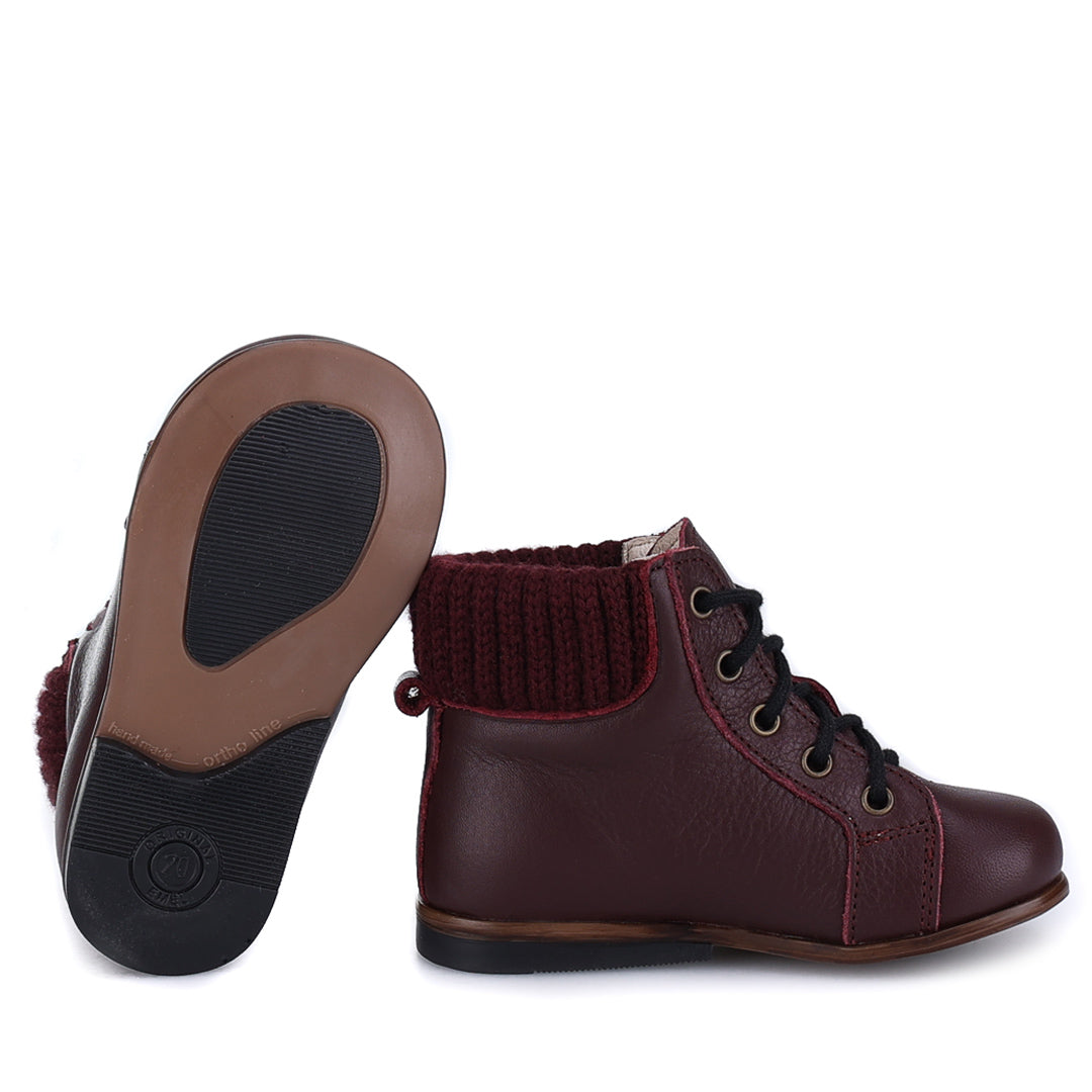 Emel Burgundy Sock Baby Bootie