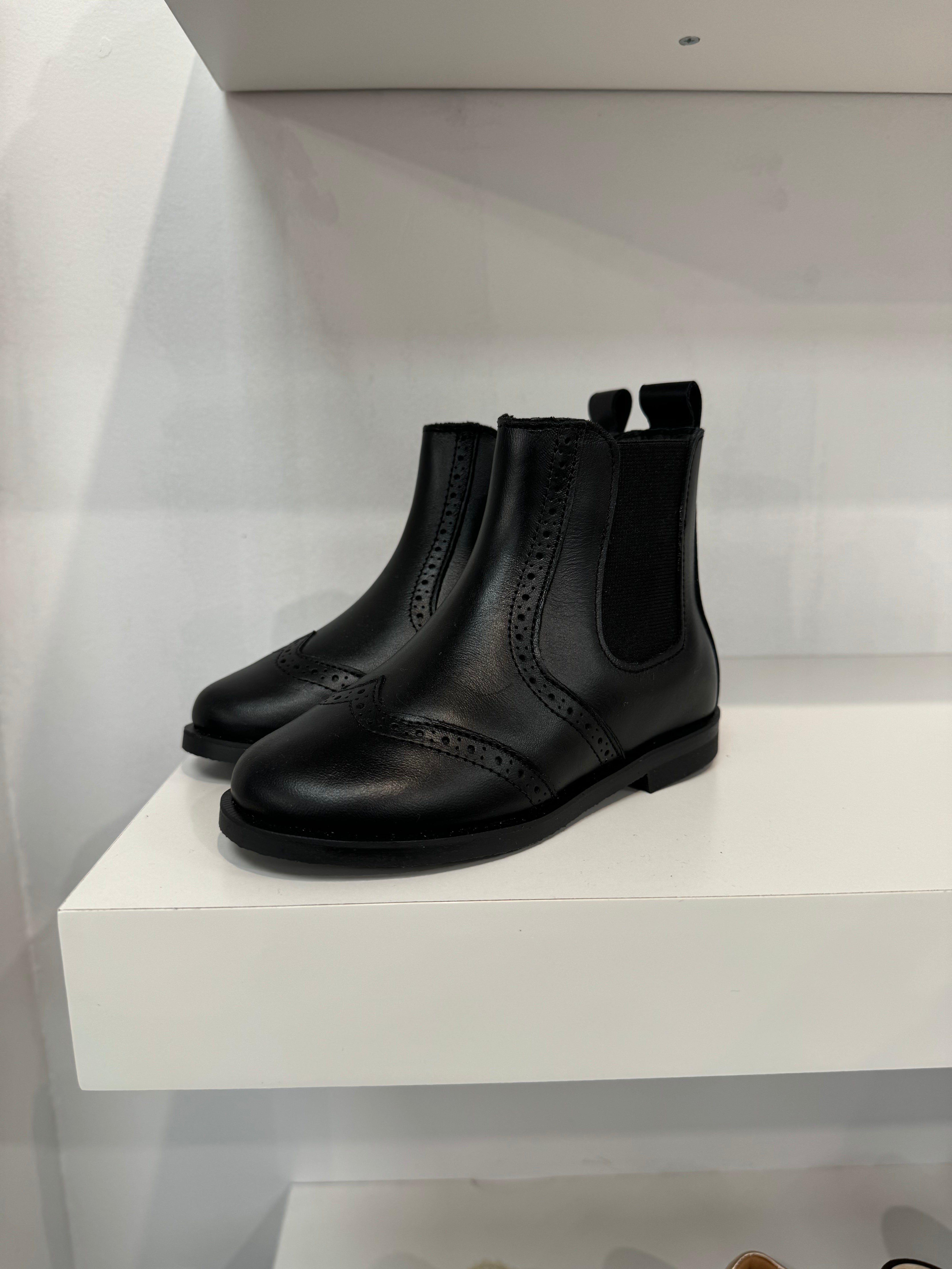 Don Louis Black Elastic Wingtip Bootie