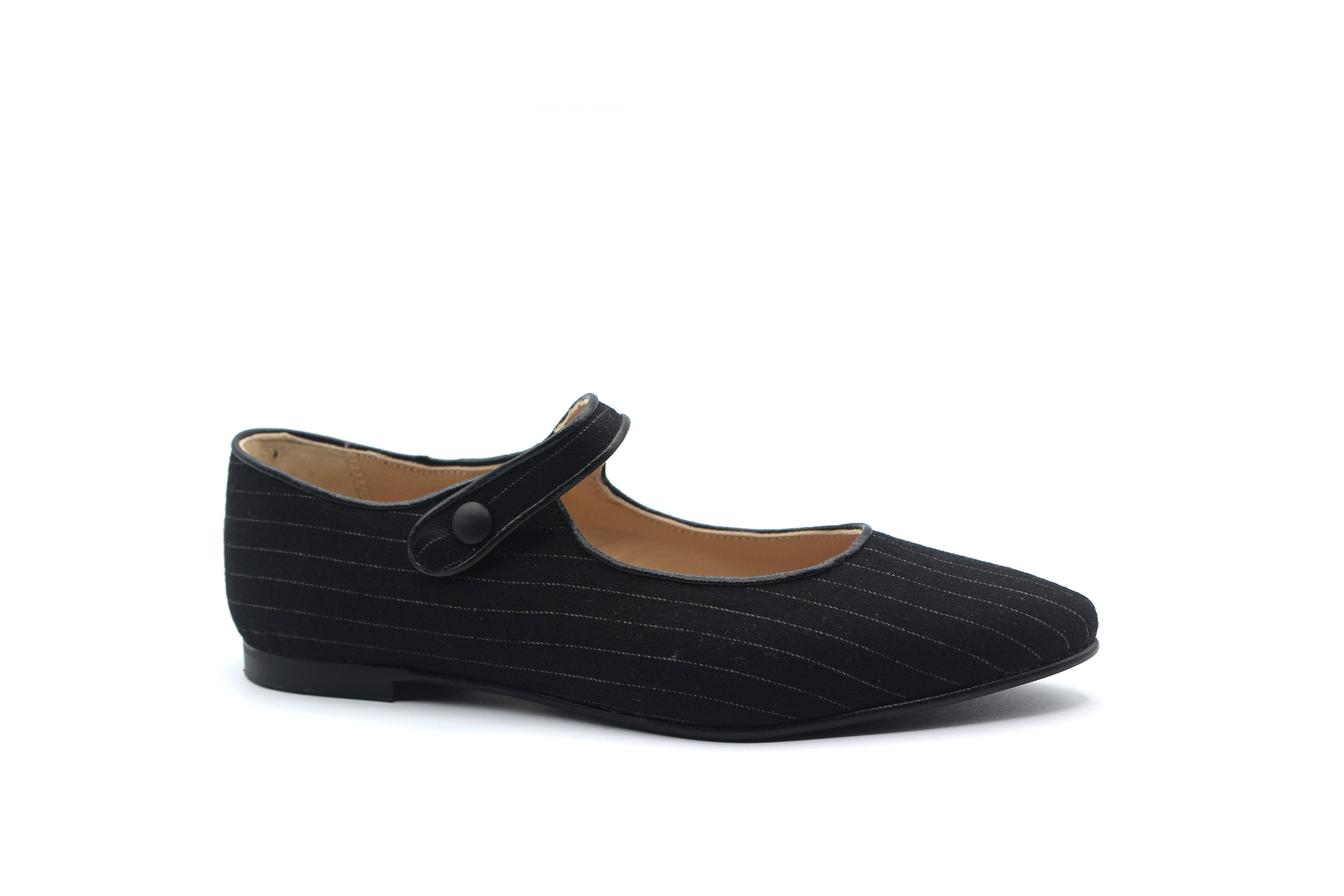 LMDI Black Pinstripe Pointy Mary Jane