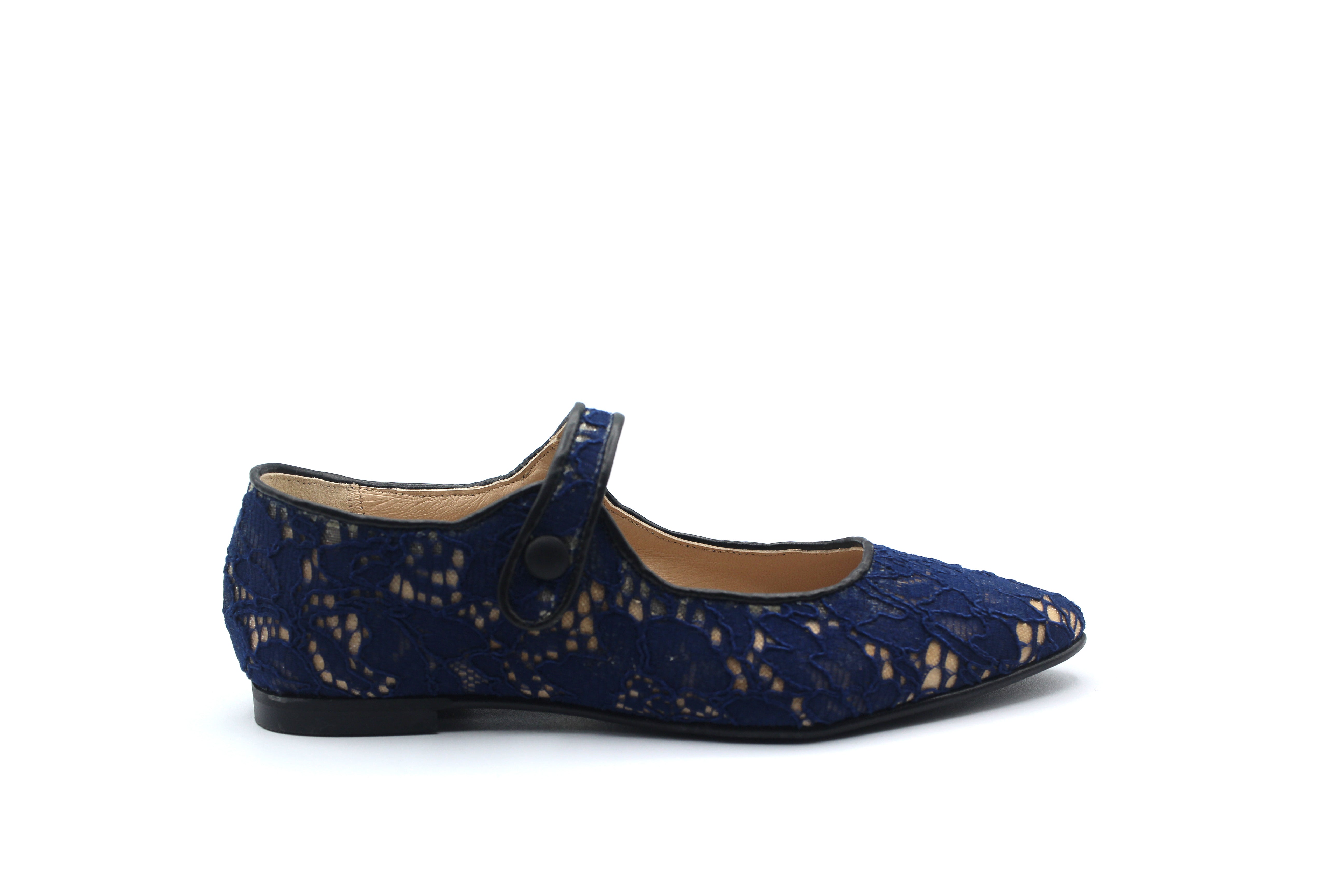 LMDI Navy Lace Pointed Mary Jane