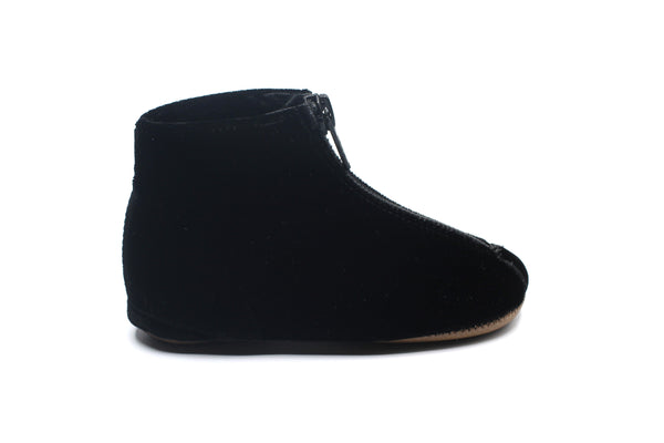 Pepe Black Velvet Zipper Bootie