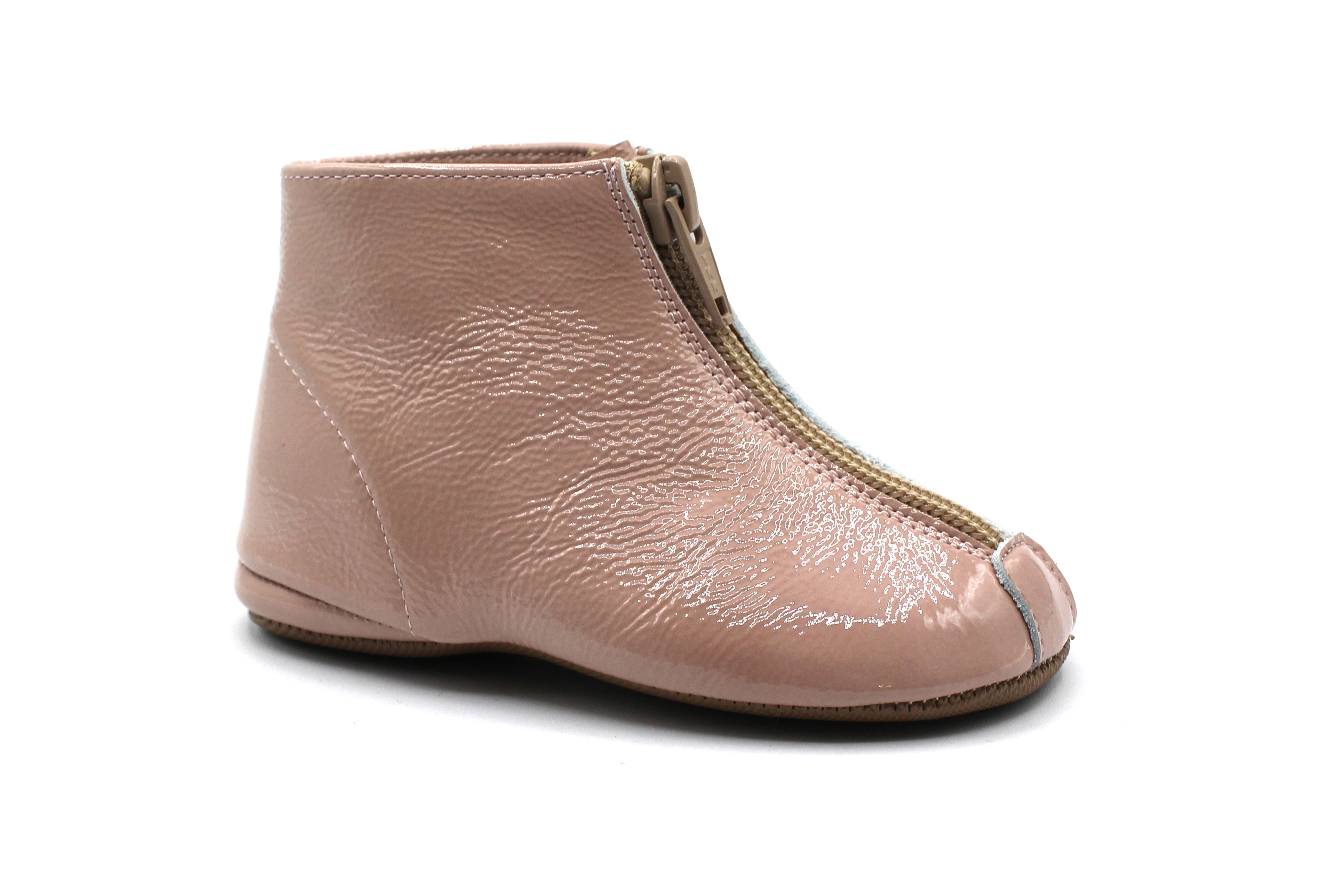 Pepe Pink Patent Zipper Bootie