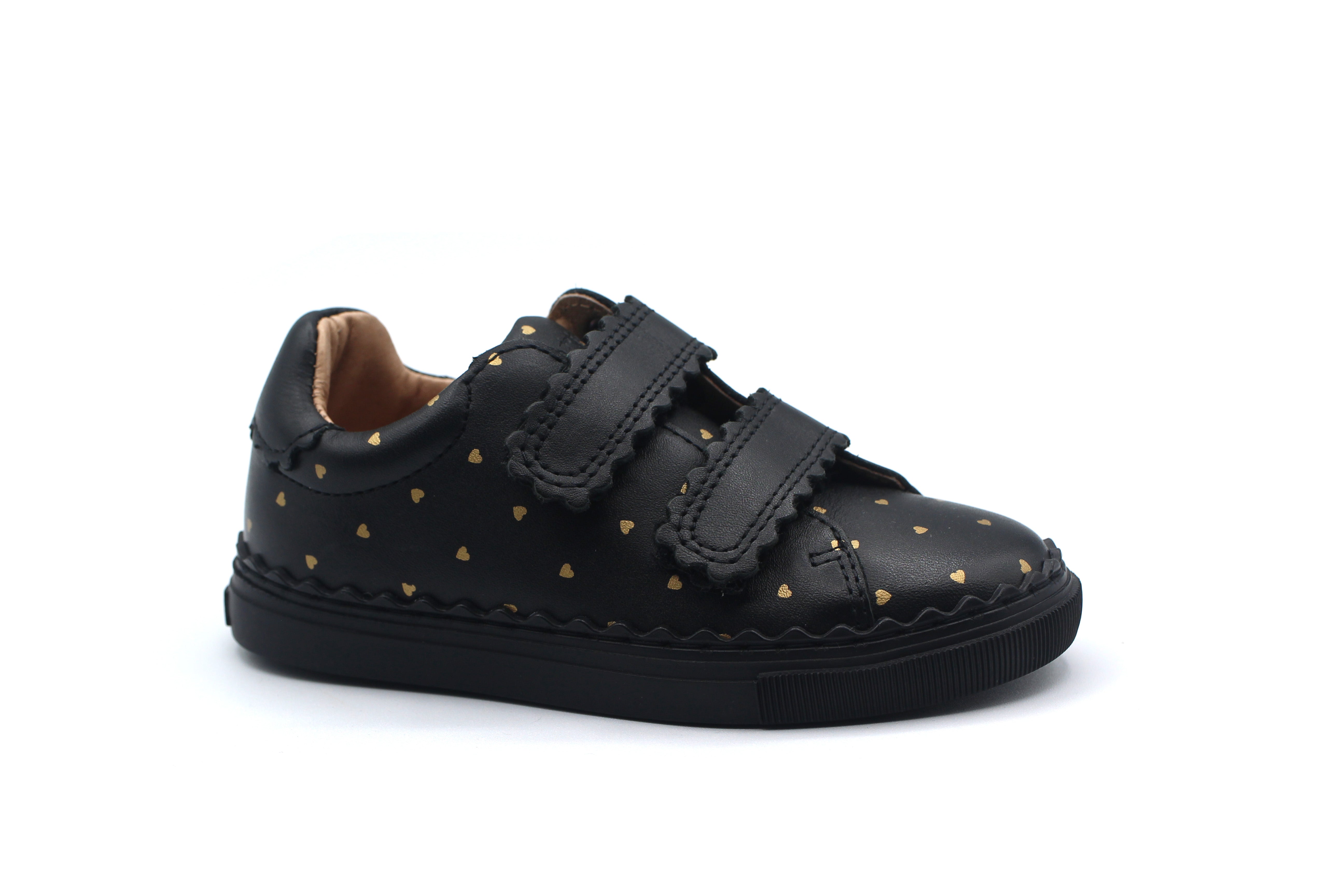 Porte Black Gold Hearts Velcro Sneaker