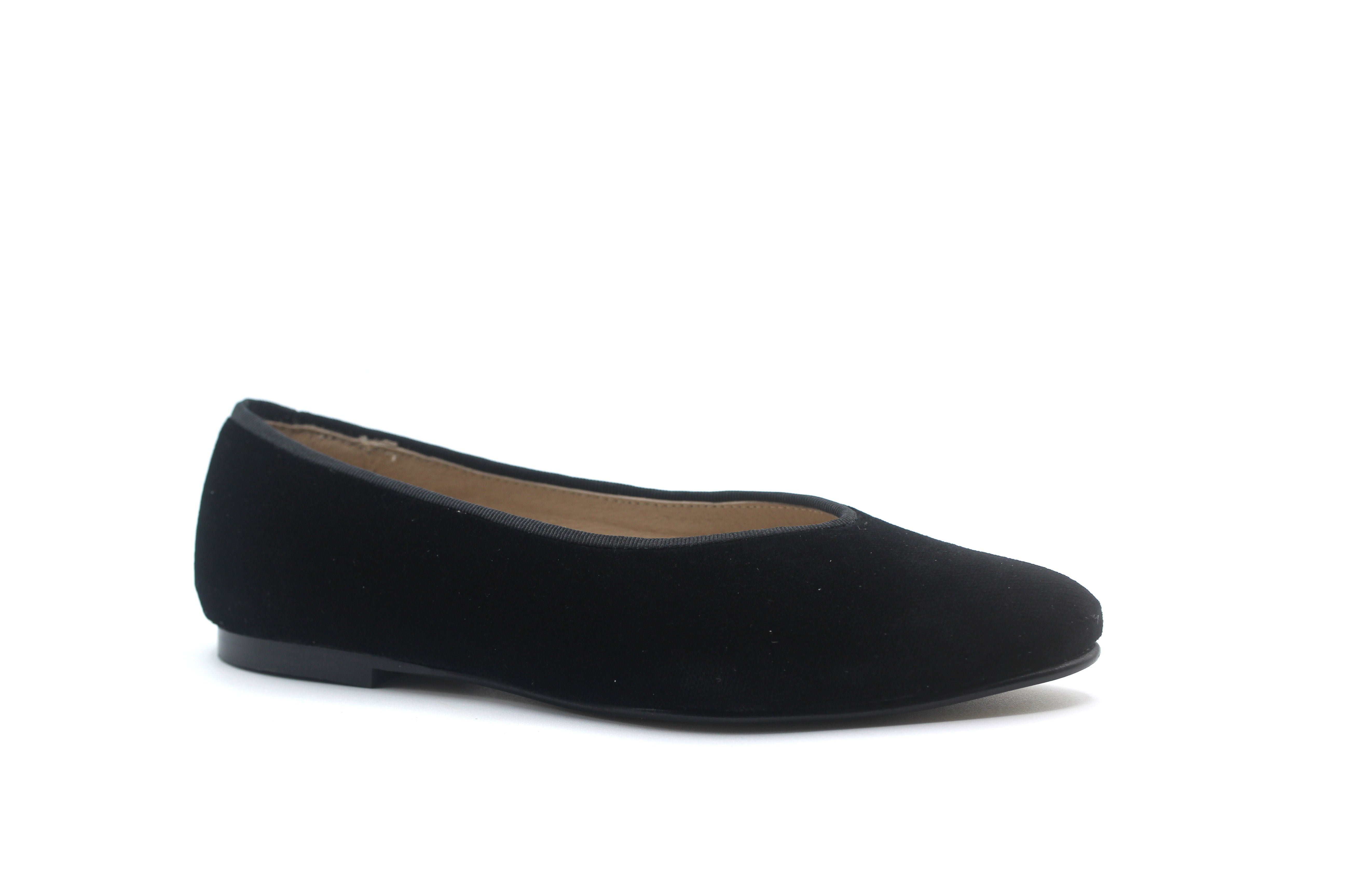 Valencia Black Velvet Pointed Flat