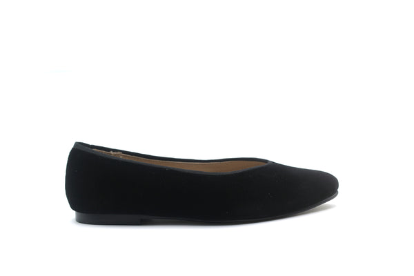 Valencia Black Velvet Pointed Flat