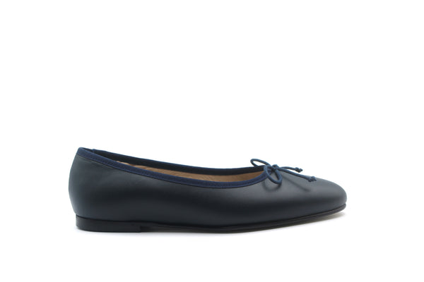 Valencia Navy Leather Ballet Flat