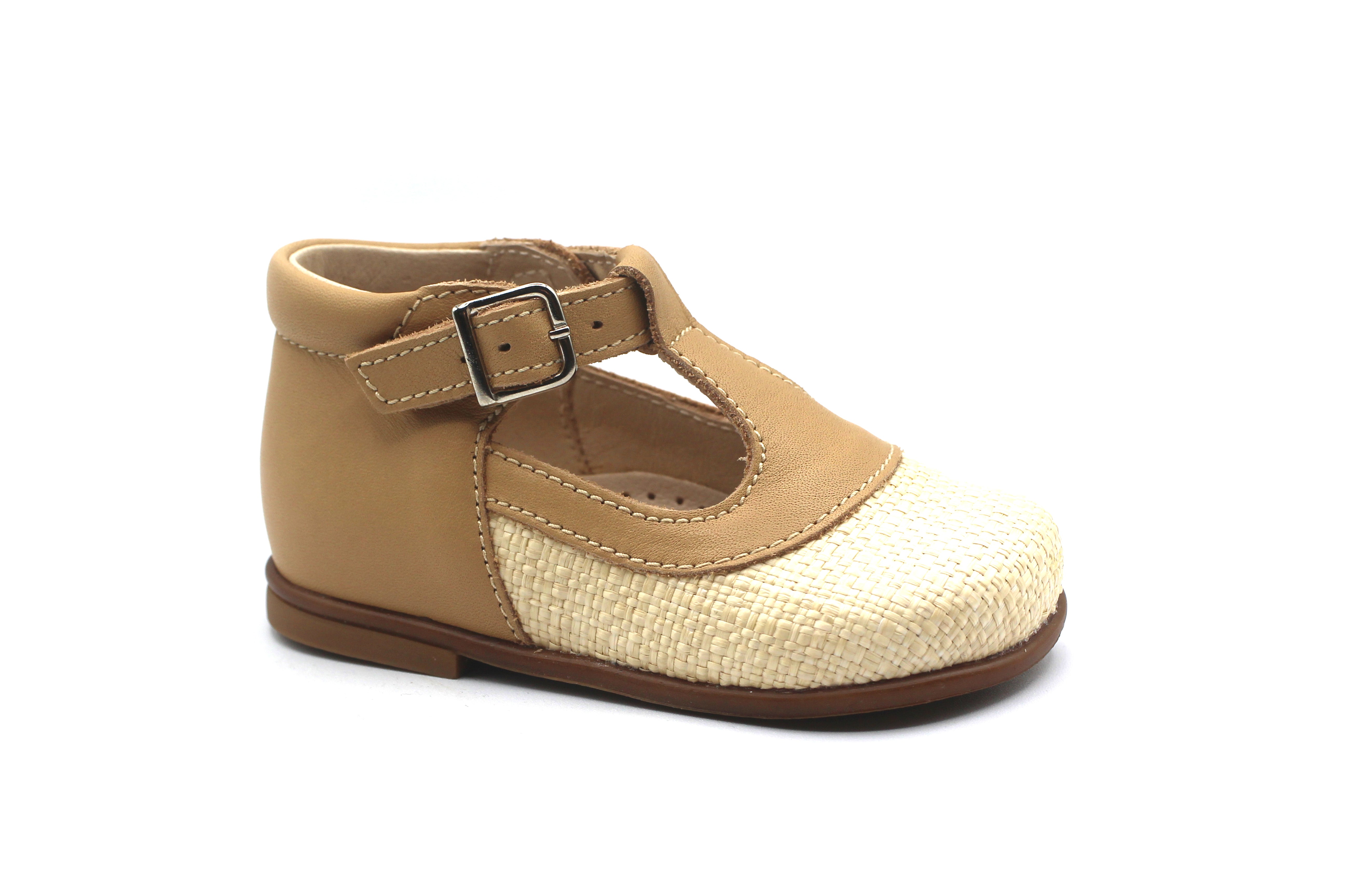 Beberlis Linen Baby T-Strap High Top