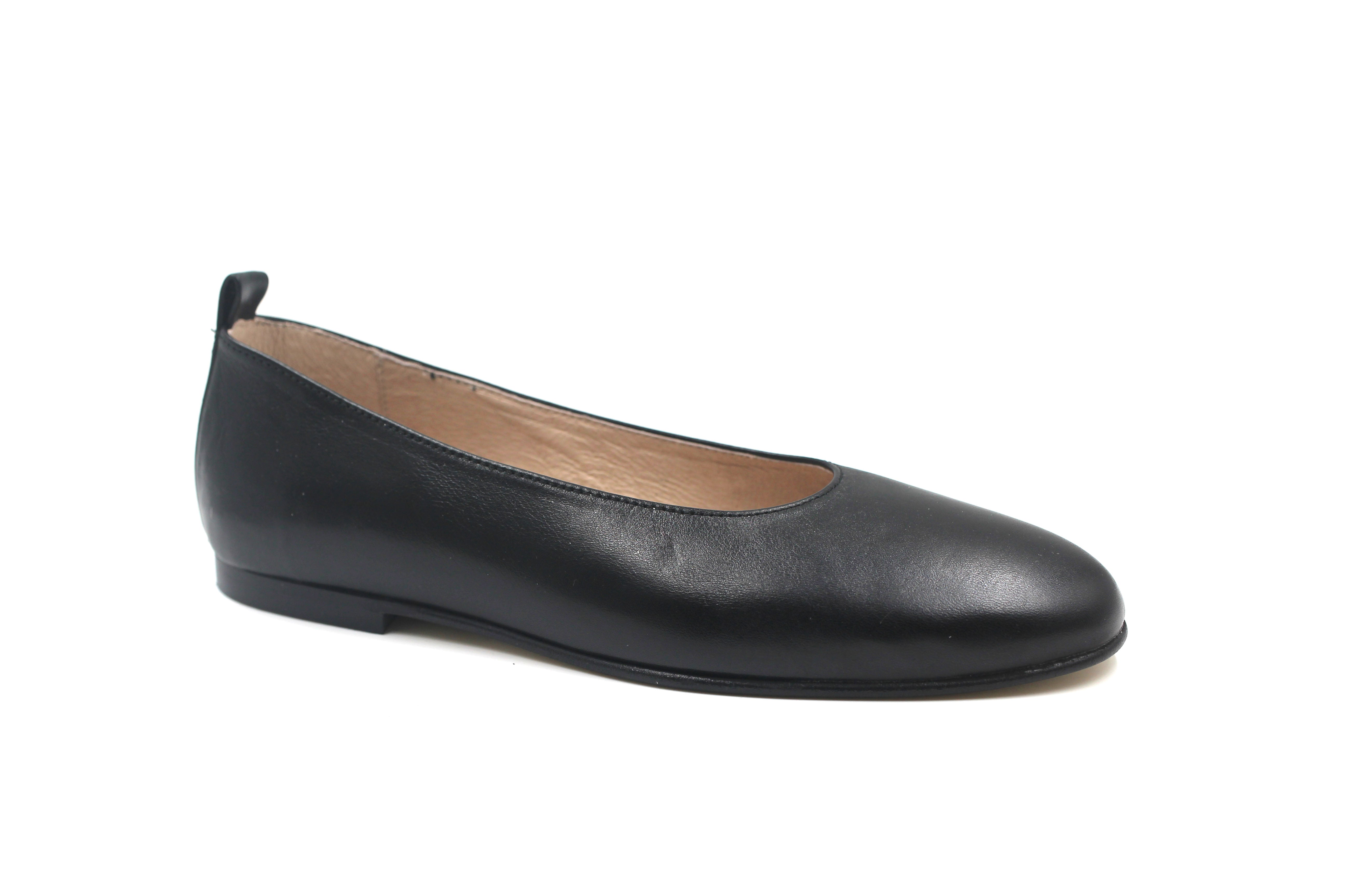 Valencia Black Leather Flat