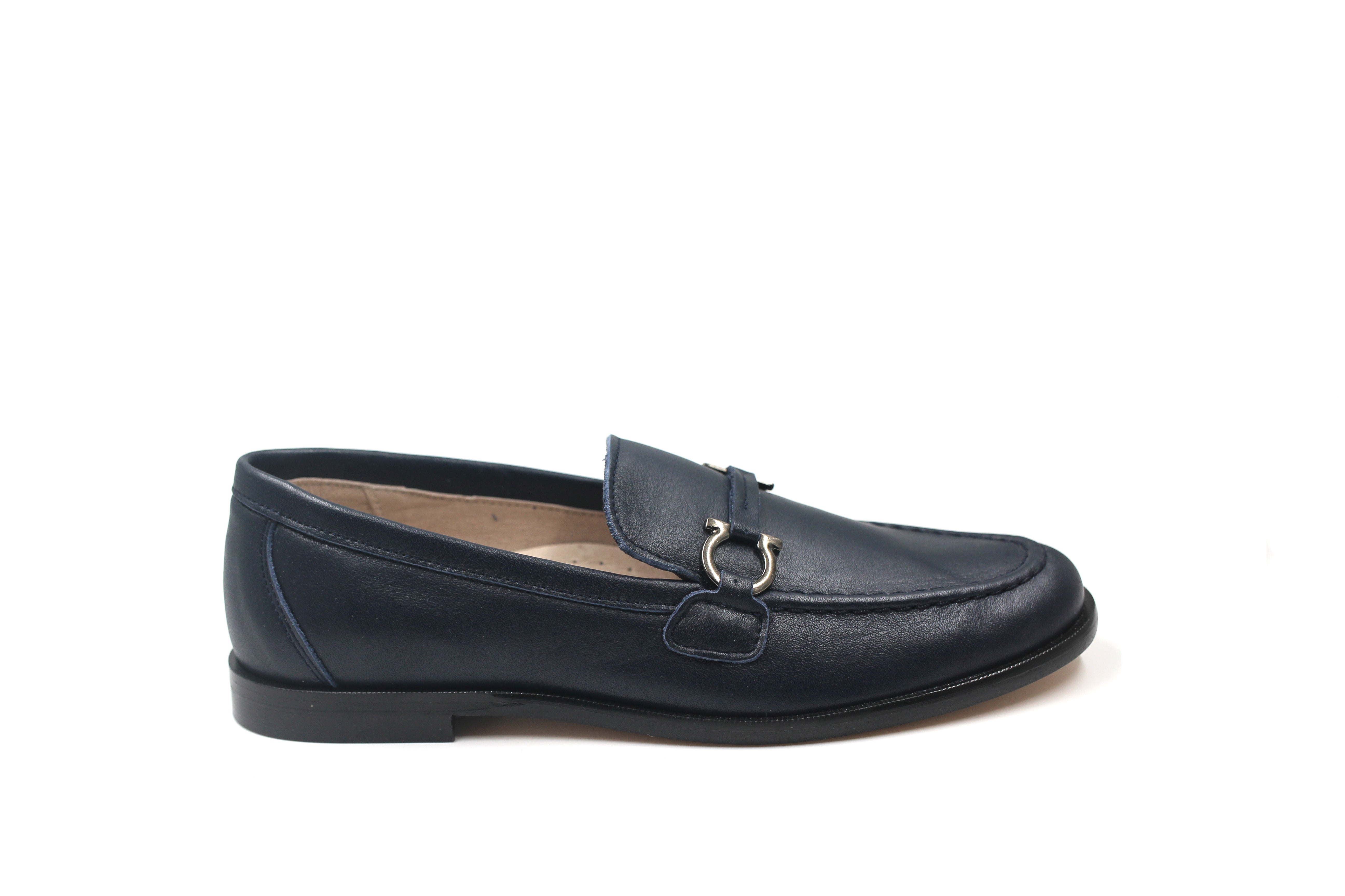 Gravitas Navy Leather Chain Shoe