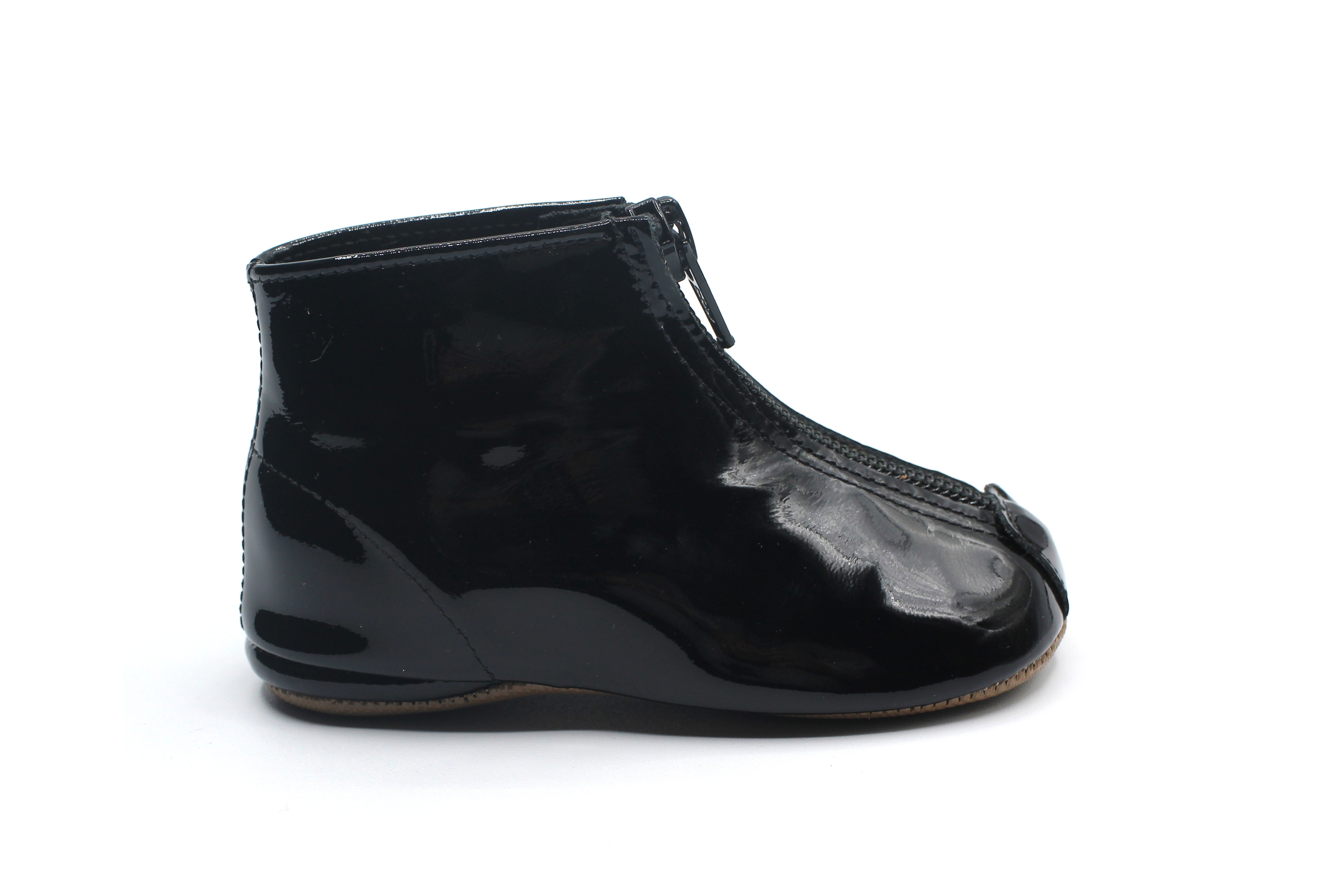 Pepe Black Patent Zipper Bootie