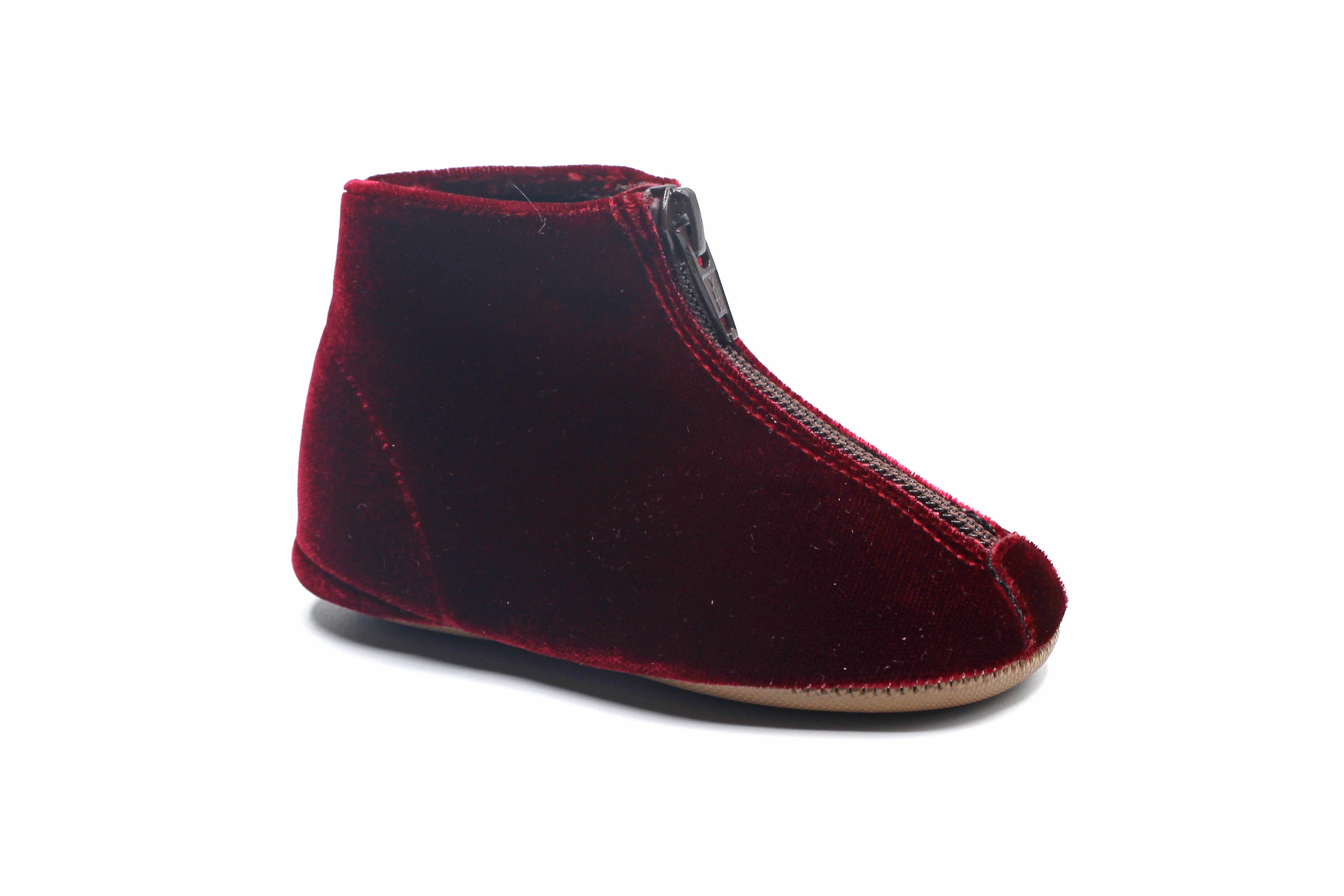 Pepe Maroon Velvet Zipper Bootie