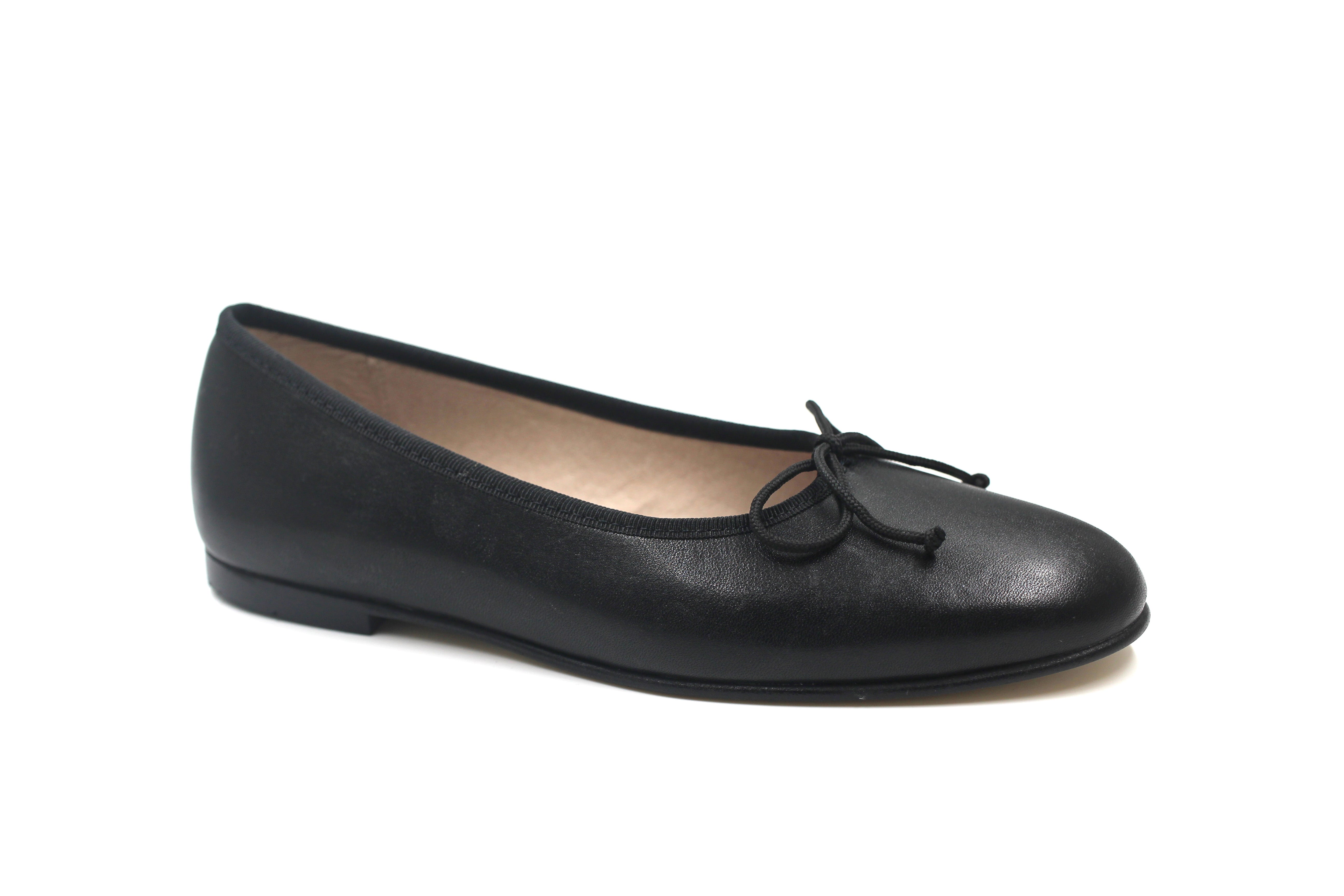 Valencia Black Leather Ballet Flat